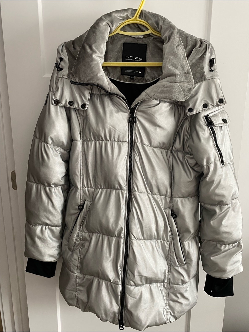 Noize Silver Metallic Puffer Jacket